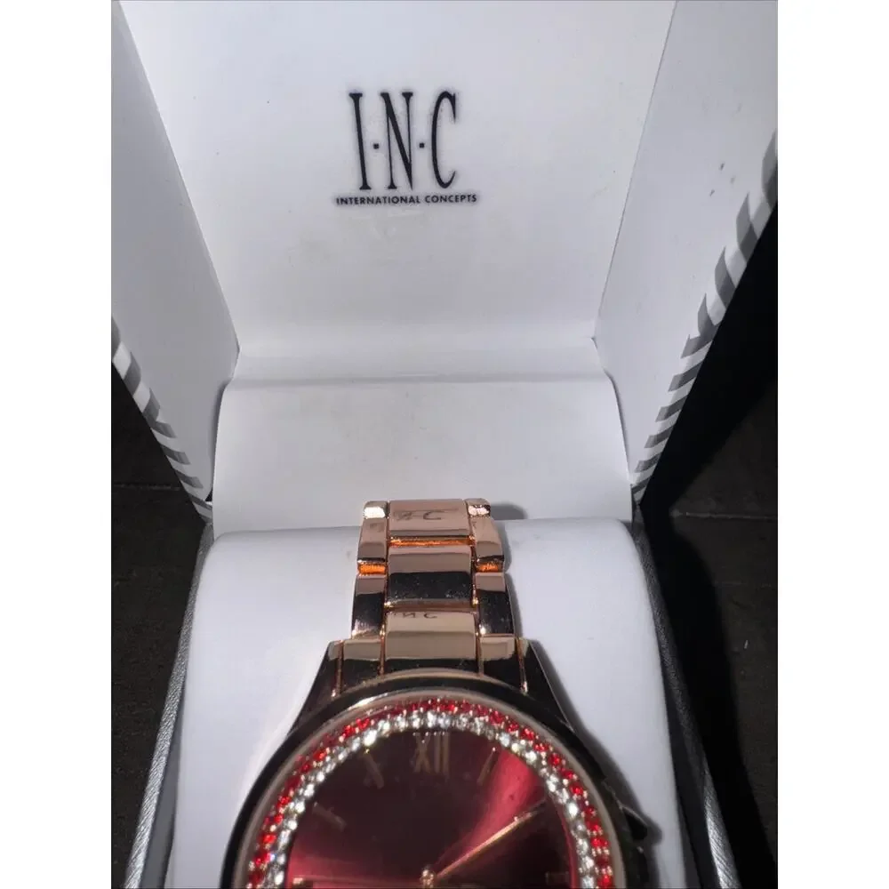 INC International Concepts Rose Gold Women's Watch With Rhinestones New In Box